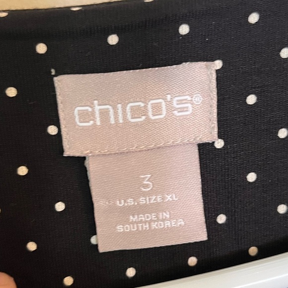 Chico’s women’s black with polka dots XL long sleeve lined shirt top blouse - Picture 6 of 11
